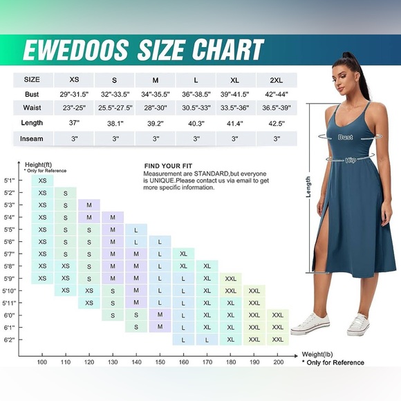 Ewedoos Athletic Dress with Built in Shorts & Adjustable Straps Workout Dress 💕 - Picture 5 of 5